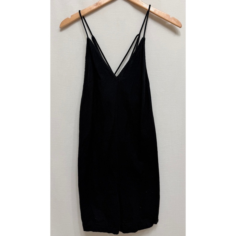 Topshop Black Strappy Back Romper V-Neck Sleeveless Shorts Jumpsuit US 4-6